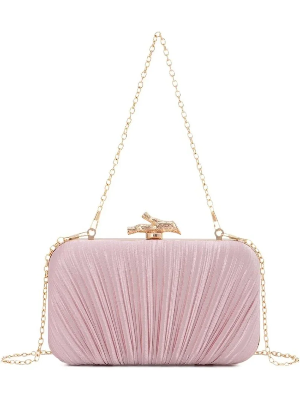 👜 Women's Pink Evening Bag Pleated Clutch Bag with Chain for Wedding Party
